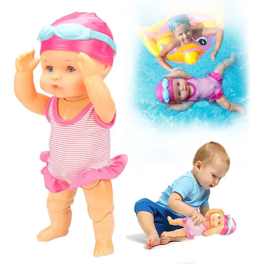 Swimmer Doll Waterproof Kids Bathroom Bath Toy with Movable Joint and Detachable Suit for Girls Birthday Gift for Kids