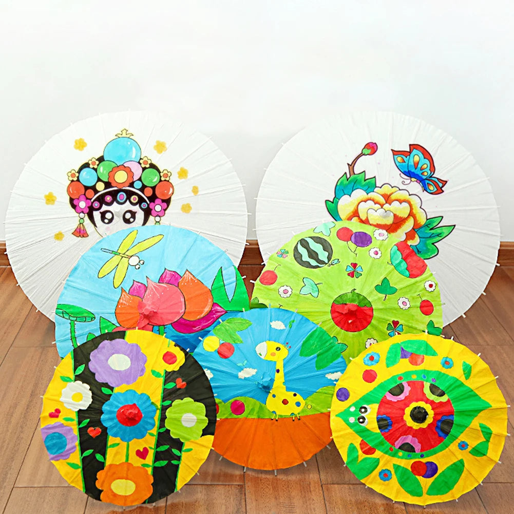 60cm White Paper Umbrellas Parasol Paper Umbrella Chinese Japanese Oiled Paper Umbrella Decorative DIY Painting Party Wedding