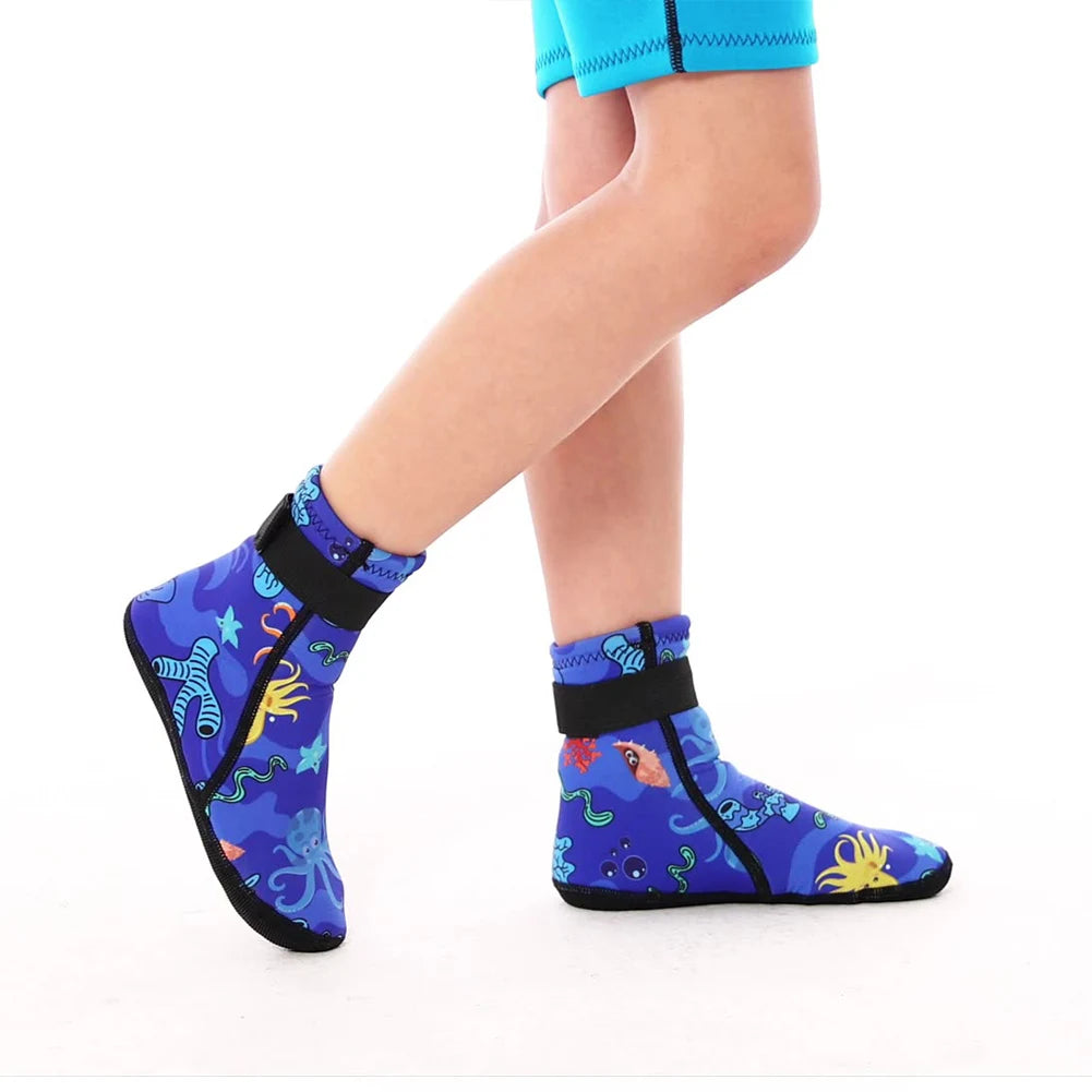 Kids Neoprene Water Socks Wetsuit Socks Anti-slip Swimming Socks Adjustable Snorkeling Boots Keep Warm for Diving Surfing