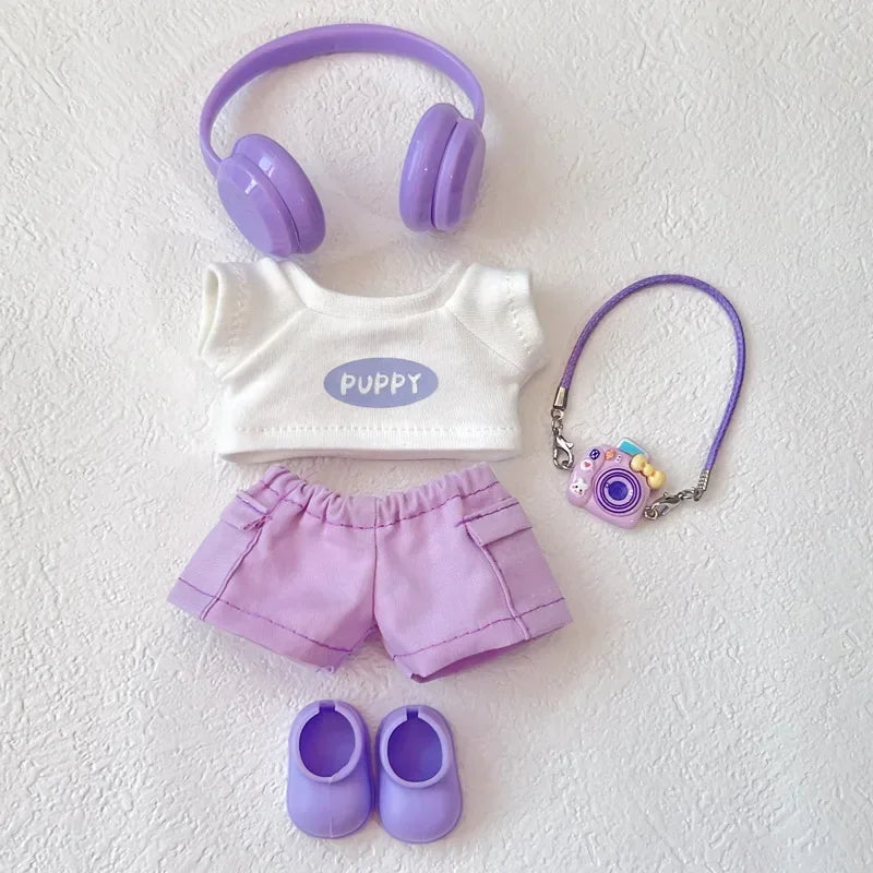 For 17cm labubu Cute Decoration Little Cloths v1/v2/v3 baby clothes cool sweater doll can be worn for labubu accessorie