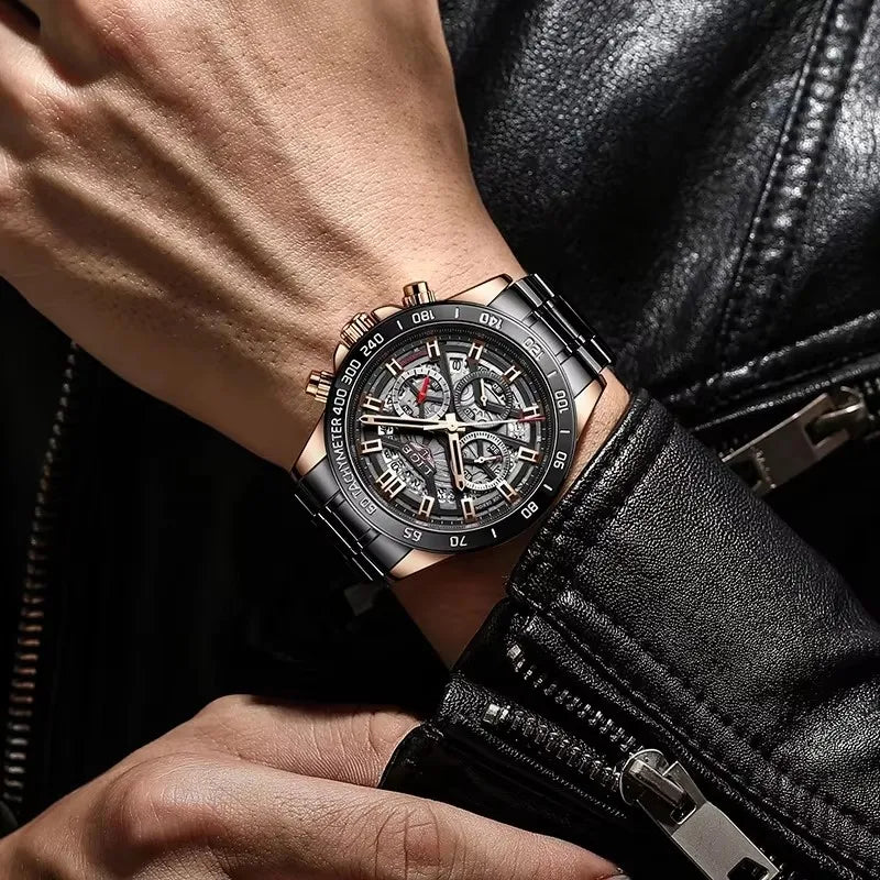 LIGE New Men Casual Sports Watch Top Brand Luxury Watch Waterproof Date Chronograph Stainless Steel Quartz Wristwatch for Men