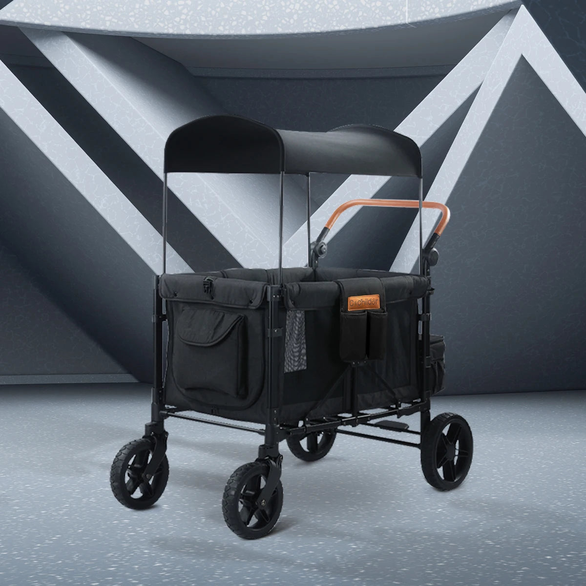 Baby camper van, a stroller suitable for four children, foldable, with a detachable sunshade, perfect for autumn outings