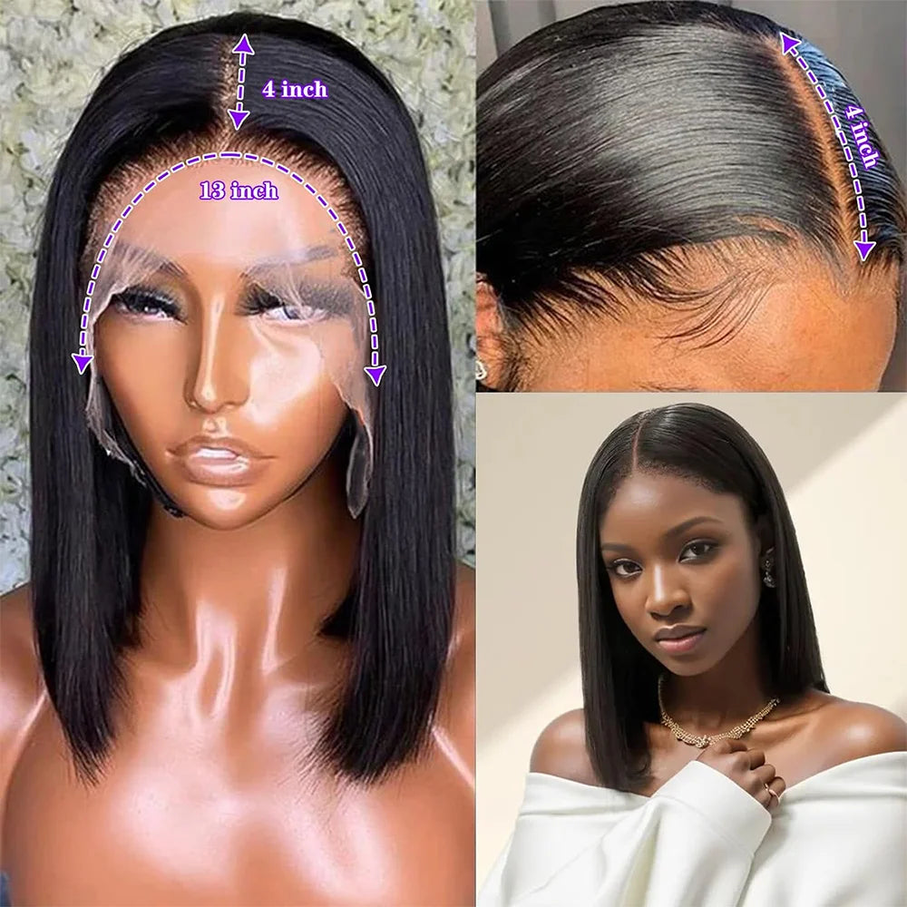 200% Straight Glueless Wig Ready To Go Human Hair Wigs Pre Cut Lace Air Wig Sale Wear And Go Bob Wigs For Women Human Hair