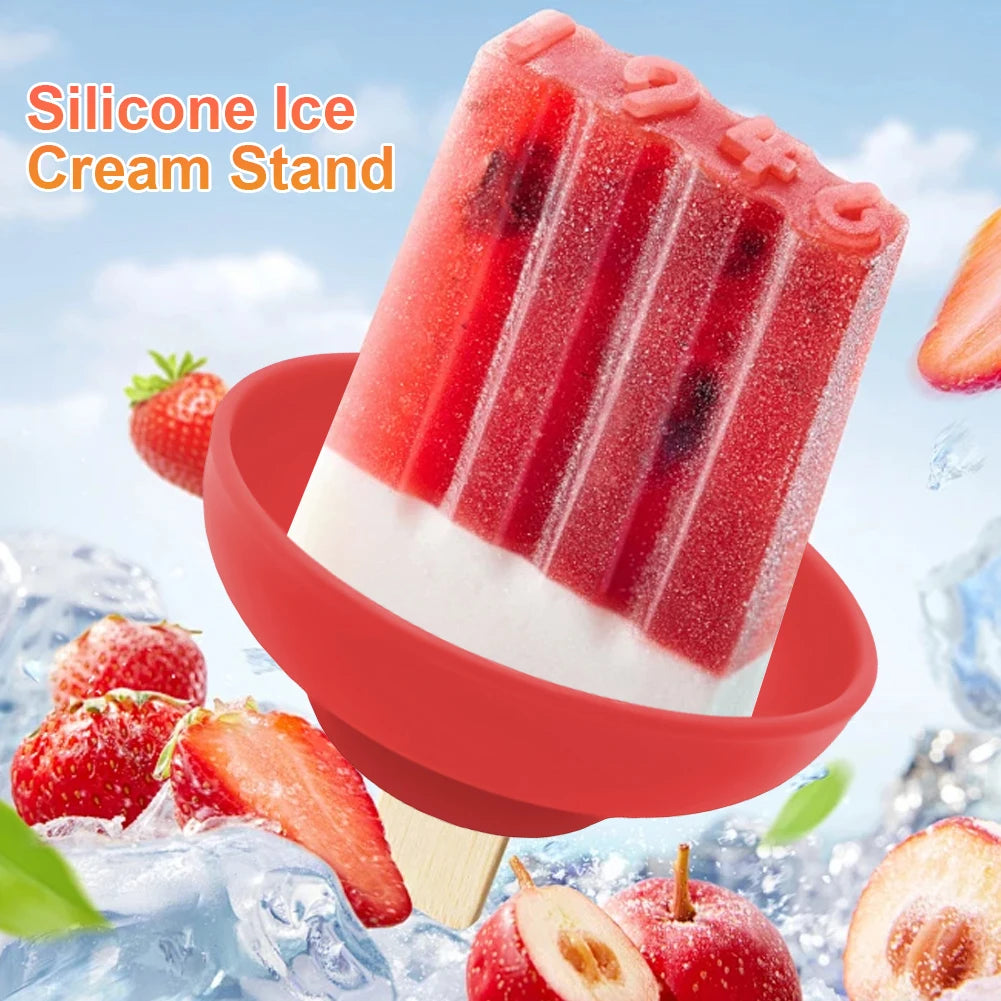 1-4pcs Anti-Drip Ice Cream Bracket Reusable Drip-Proof Popsicle Rack Silicone Popsicle Holder Mess Free Frozen Treats Holder
