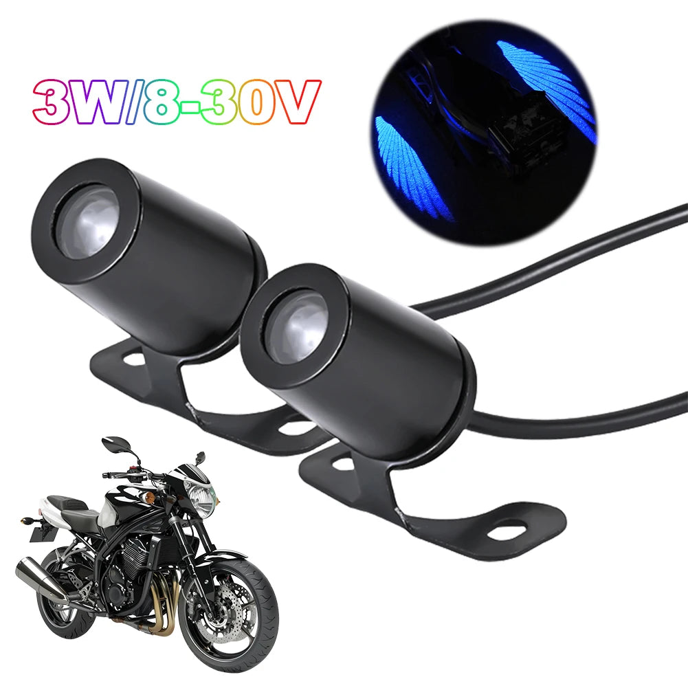 2Pcs LED Welcome Light For Motorcycle Angel Wings Projection Lights 8-30V Motorcycle Modified Decorative Light Wing Laser Lights