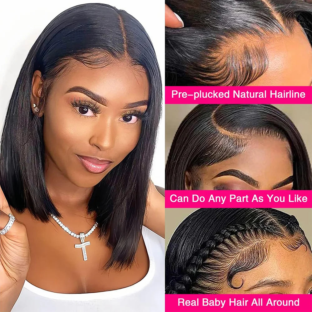 200% Straight Glueless Wig Ready To Go Human Hair Wigs Pre Cut Lace Air Wig Sale Wear And Go Bob Wigs For Women Human Hair