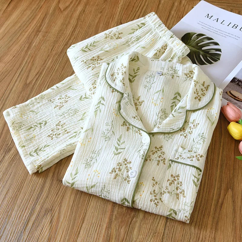 2025 Winter Women's Pajamas100% Cotton Plus Size Pajamas Flower  Printing Household Women's Pajamas Loungewear Autumn Sleepwear