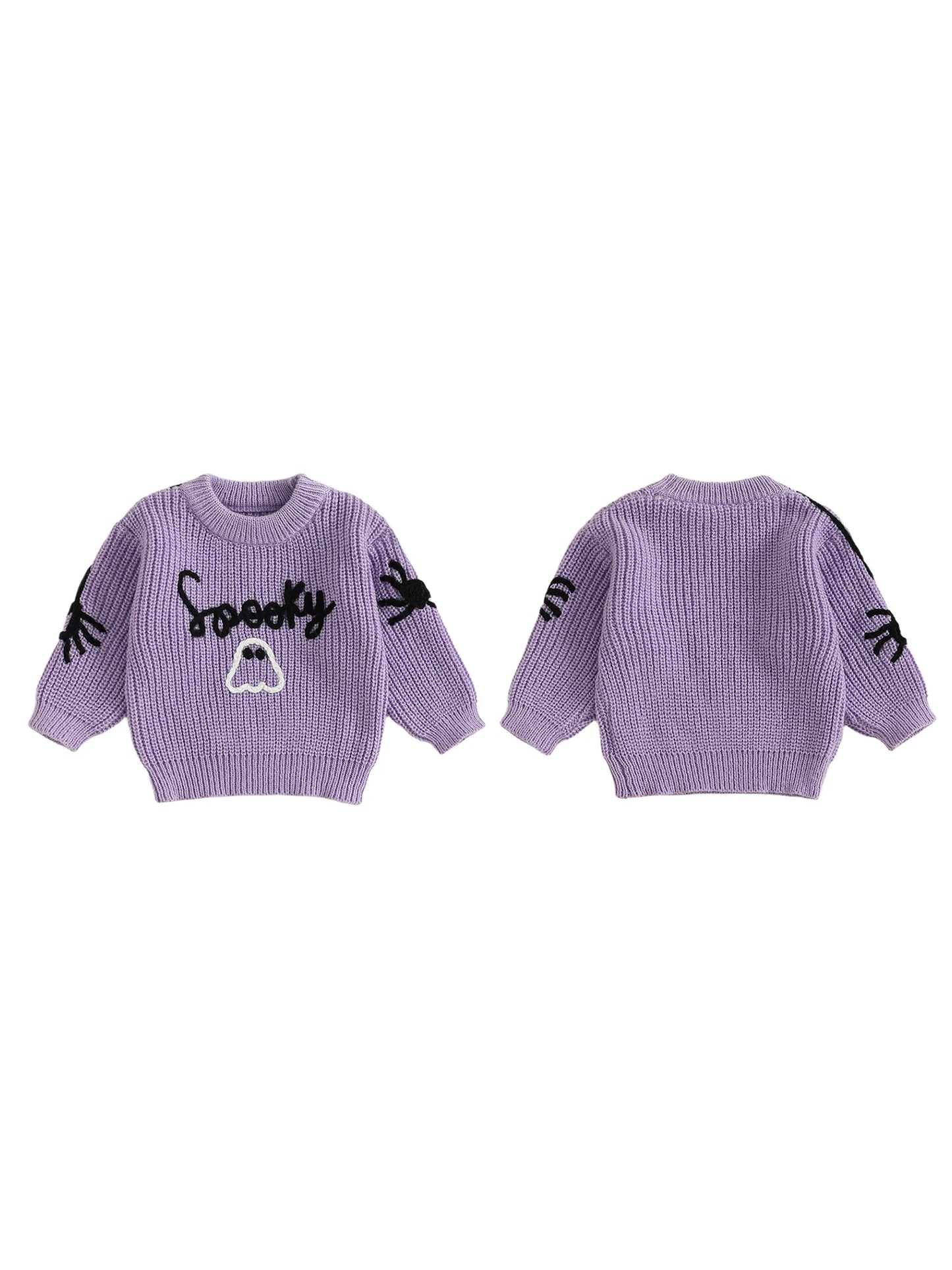 Baby Halloween Sweater Toddler Pumpkin Embroidery Pullover Infant Warm Crewneck Long Sleeve Tops for Boys and Girls