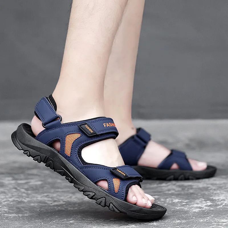 Large Size Men'S Sandals Summer New Casual Shoes Beach Shoe Men'S Slippers Open Toe Cool Flat Bottom Sports