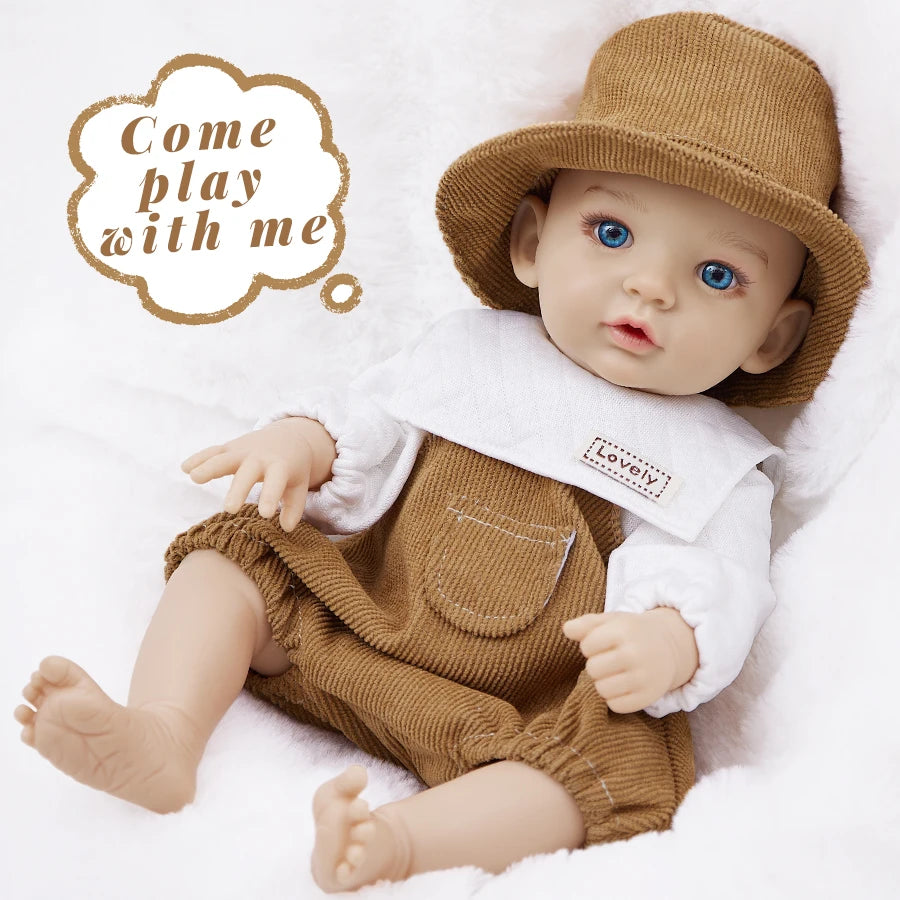 12inch Baby Doll Cute Madeup Doll 3D Bule Eyes Full Vinyl Body Dress Up Fashion Clothes DIY Soothing Kids Toys For Girl Gift