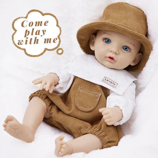 12inch Baby Doll Cute Madeup Doll 3D Bule Eyes Full Vinyl Body Dress Up Fashion Clothes DIY Soothing Kids Toys For Girl Gift