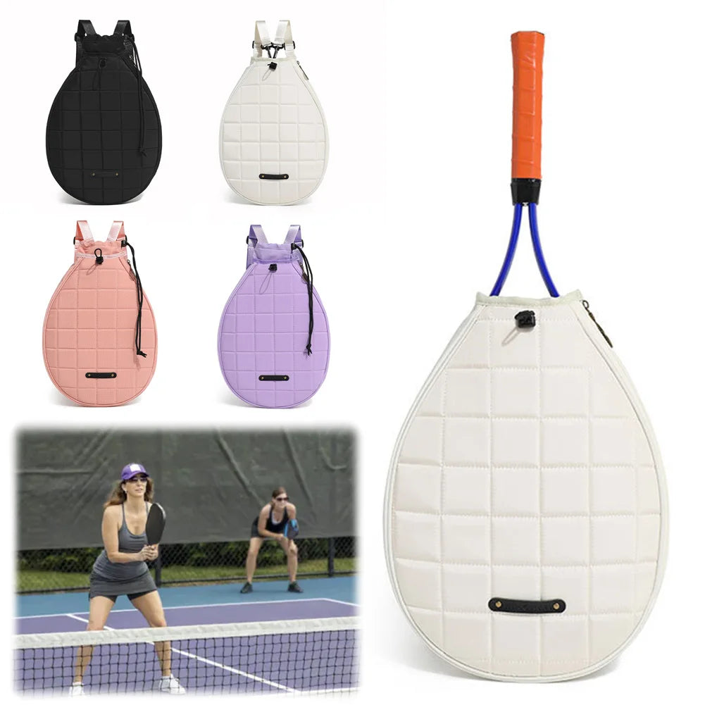 Quilted Tennis Backpack Waterproof Portable Badminton Racquet Bag Zipper Closure Tennis Racquet Crossbody Bag for Women Men