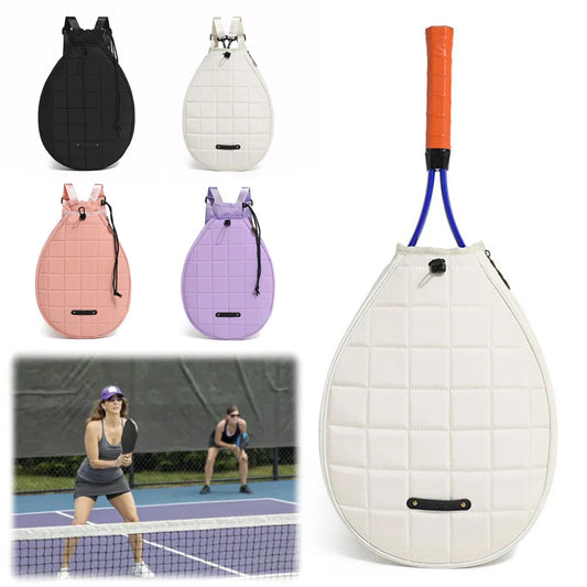 Quilted Tennis Backpack Waterproof Portable Badminton Racquet Bag Zipper Closure Tennis Racquet Crossbody Bag for Women Men