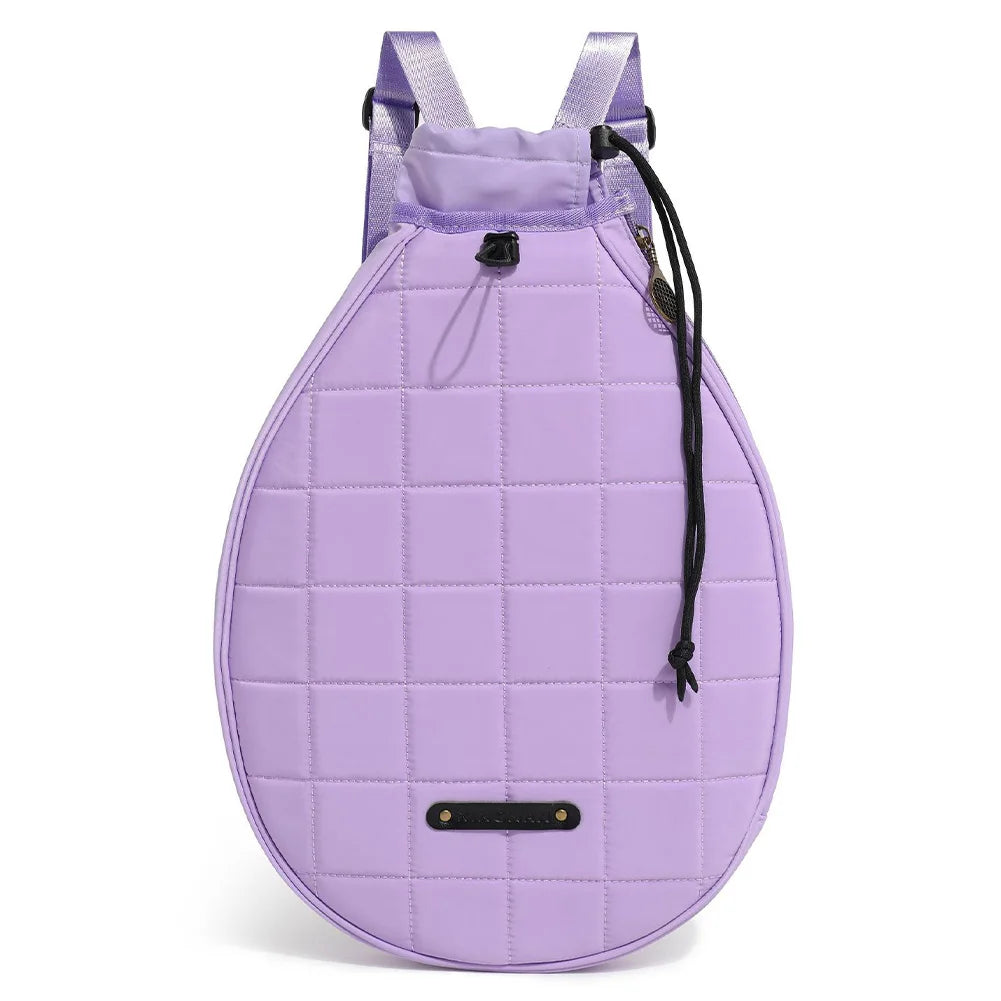 Quilted Tennis Backpack Waterproof Portable Badminton Racquet Bag Zipper Closure Tennis Racquet Crossbody Bag for Women Men