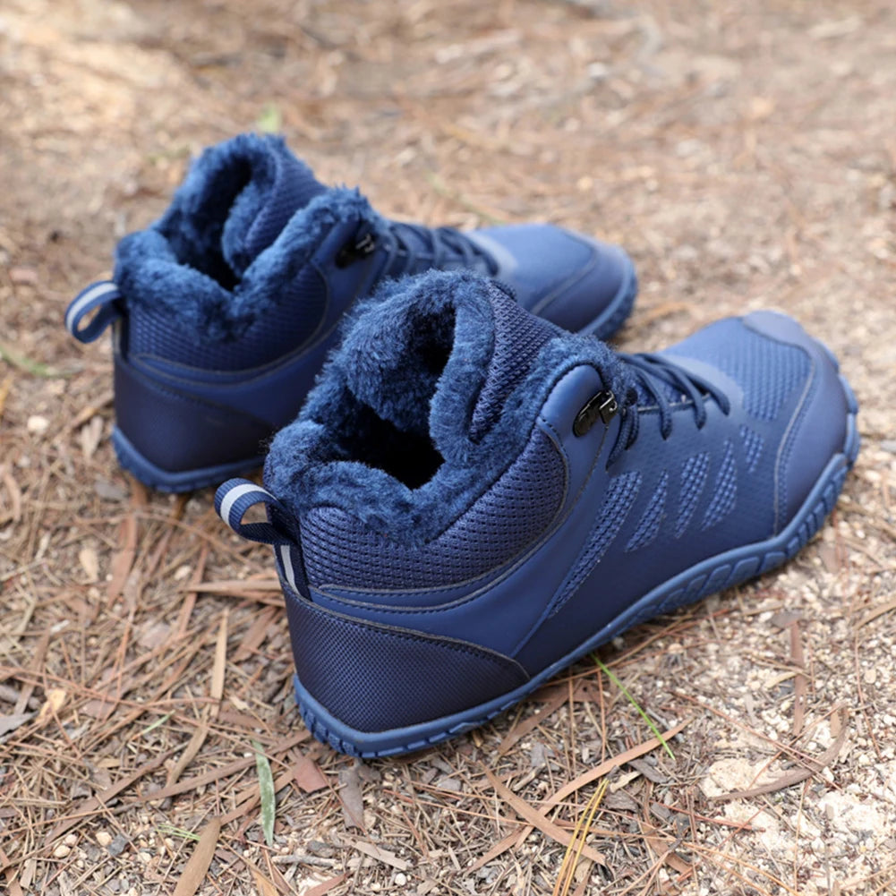 Womens Mens Barefoot Shoes Waterproof Hiking Boots Fur Lined Winter Snow Boots Anti-Slip Outdoor Booties