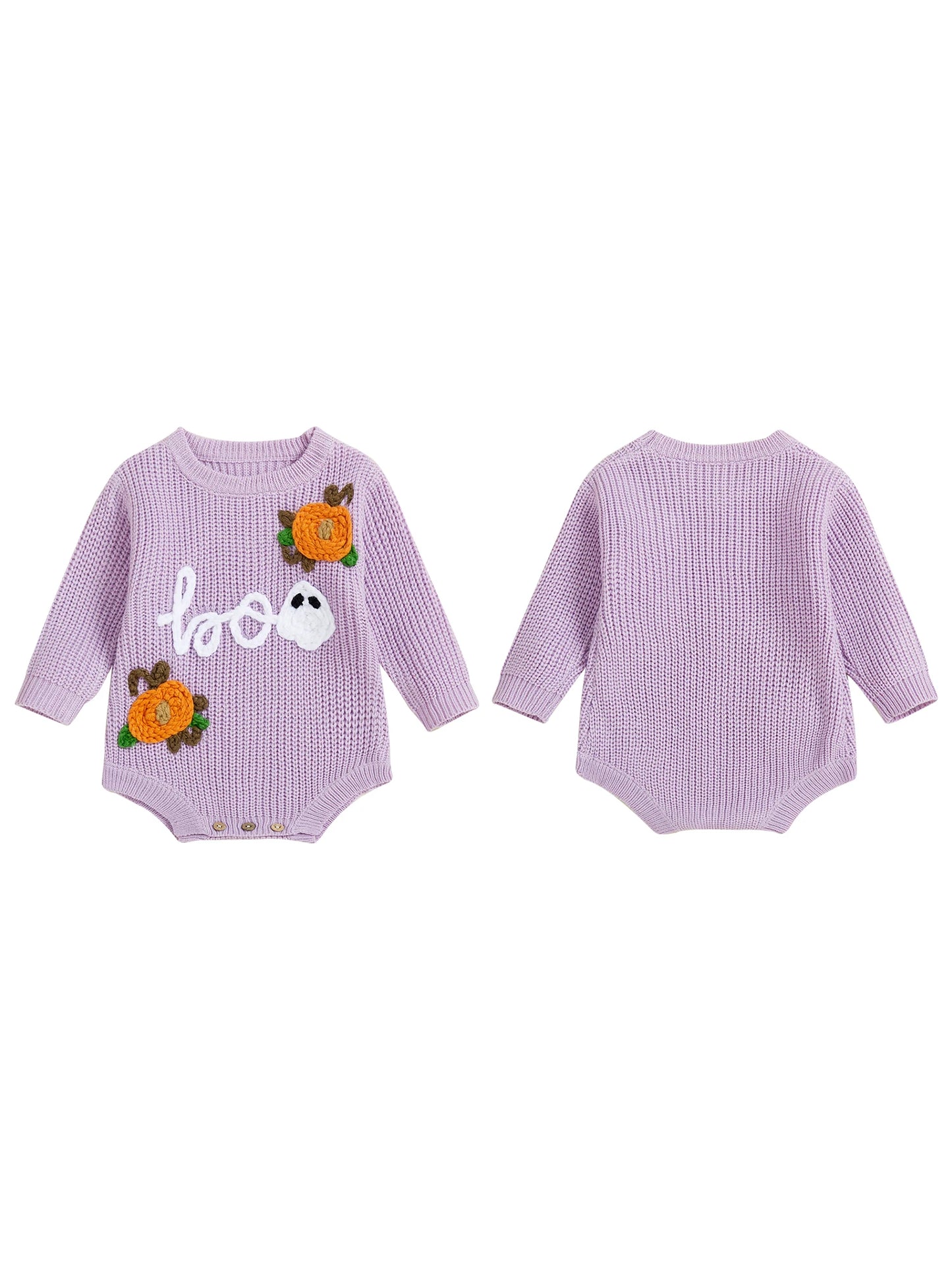 Infant Toddler Halloween Costume Jumpsuit with Spooky Bat Print Long Sleeve Knit Bodysuit Newborn Fall Playsuit for Boys Girls