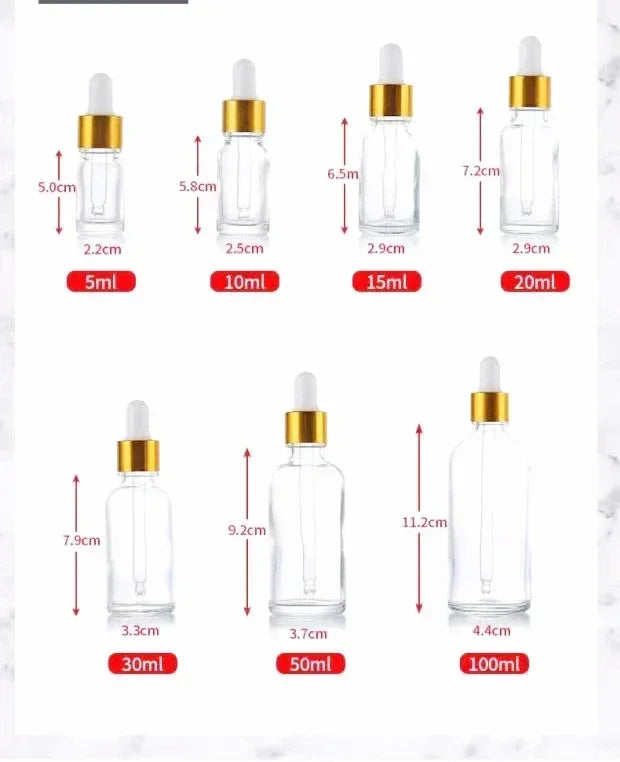 28PCS 30ml/50ml Essential Oil Glass Aromatherapy Liquid Drop for Massage Pipette Bottles Refillable Gold Silver Black Dropper