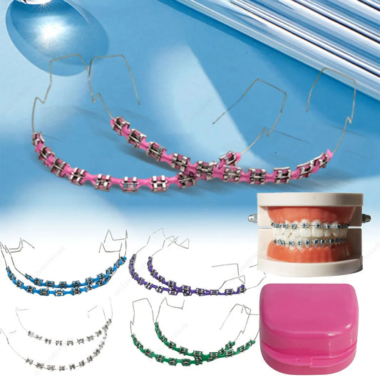 2PCS Trendy Braces Jewelry Set Orthodontic Teeth Decoration for Girls & Teens Colorful Dental Braces Sparkle Chains
