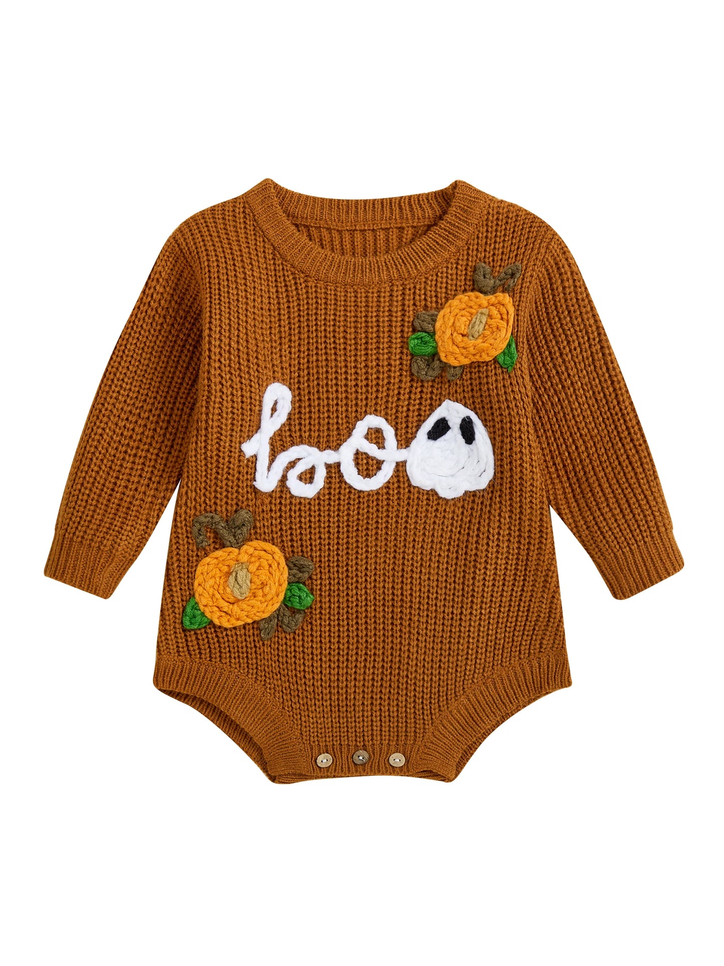 Infant Toddler Halloween Costume Jumpsuit with Spooky Bat Print Long Sleeve Knit Bodysuit Newborn Fall Playsuit for Boys Girls