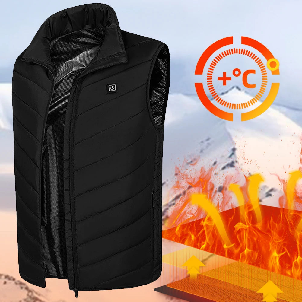 9 Heating Zones Electric Heated Jackets Winter Sportswear Heated Coat Outdoor Warm Vest for Men and Women Outdoor Skiing Hiking