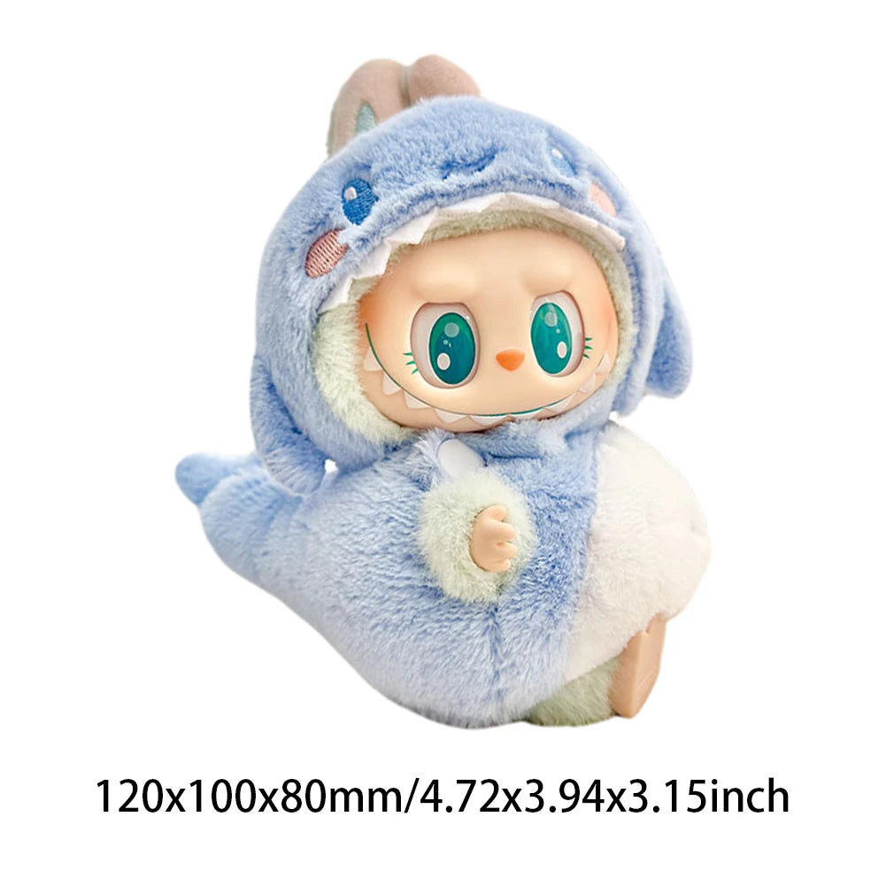 DIY Cute Clothes For 17cm Labubu Pendant Sitting Doll Shark Bee Dinosaur Mini Dolls Accessories Cartoon Clothes Decoration