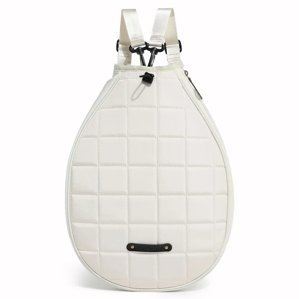 Quilted Tennis Backpack Waterproof Portable Badminton Racquet Bag Zipper Closure Tennis Racquet Crossbody Bag for Women Men