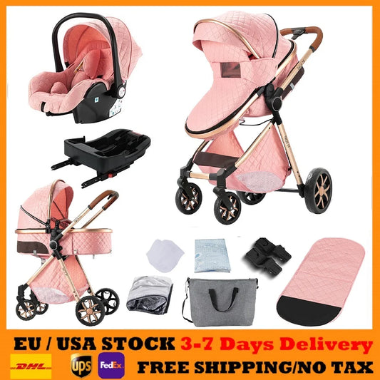 Baby Stroller 3 in 1Baby Carriage Pram Pushchair Pram for 0-3 Years Old Baby Car Seats with Isofix for Baby Newborns Children