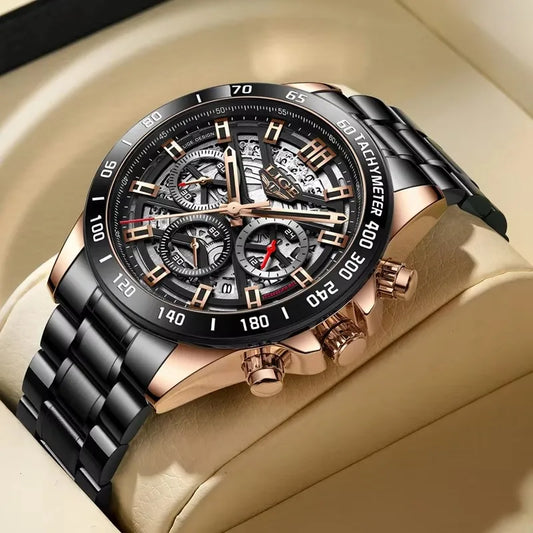 LIGE New Men Casual Sports Watch Top Brand Luxury Watch Waterproof Date Chronograph Stainless Steel Quartz Wristwatch for Men