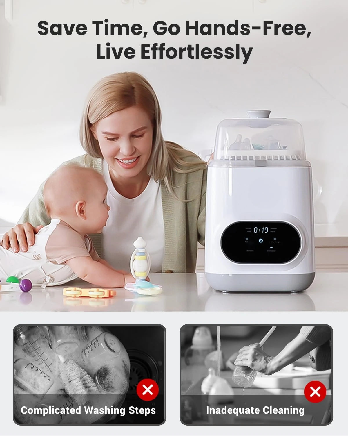 Bottle Washer | All-in-One Bottle Washer and Sterilizer and Dryer Baby Bottle Washer for Bottles, Pump Parts & Baby Essentials