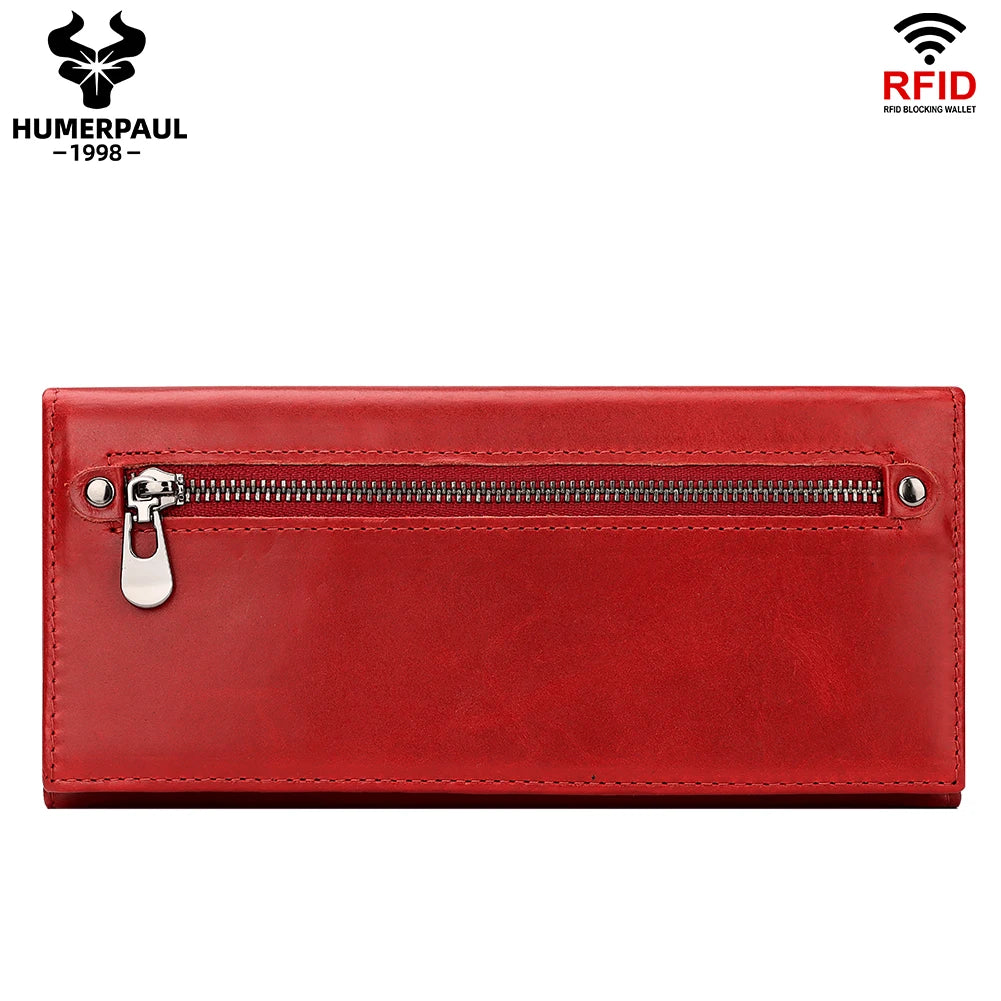 HUMERPAUL Fashion Wallet For Women Luxurious Leather Ladies Long Cell Phone Handbag Multi-Function Casual Cards Holder   ﻿