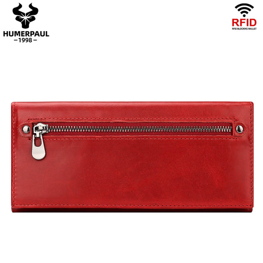 HUMERPAUL Fashion Wallet For Women Luxurious Leather Ladies Long Cell Phone Handbag Multi-Function Casual Cards Holder   ﻿