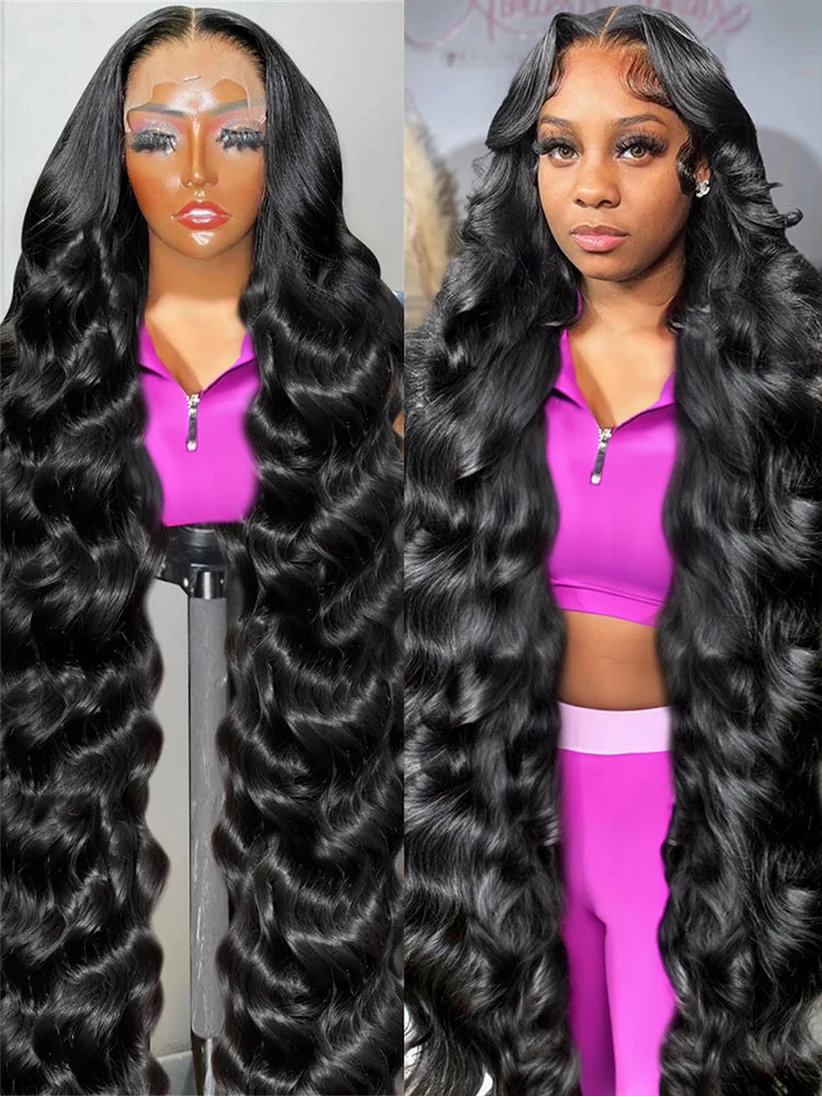 High 300 Density 13x4 Body Wave Wave Lace Frontal Wig 40 46 Inch Water Wave 13x6 HD Lace Front Human Hair Wigs For Balck Women