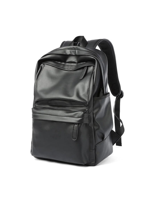 Men's Fashion Backpack PU Leather Waterproof Casual Travel Bag for 14-Inch Laptop