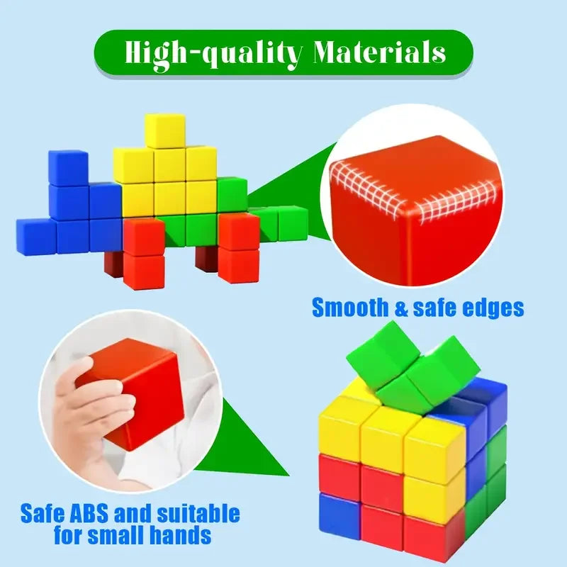Colorful 3D learning to build my magnetic cubes, children's DIY structural cognitive magnetic toys, suitable for boys and girls