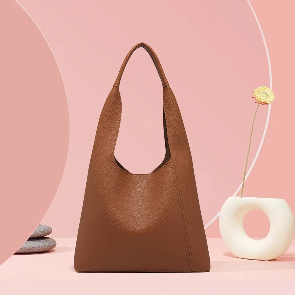 Shoulder Purse for Women Magnetic Closure Top Handle Handbag PU Leather Large Capacity Solid Hobo Bag for Work Travel
