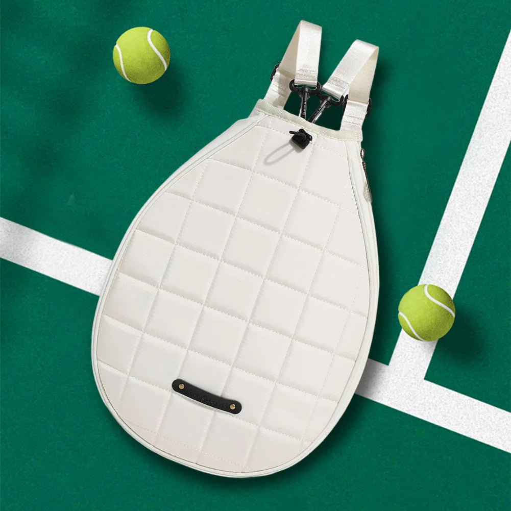 Quilted Tennis Backpack Waterproof Portable Badminton Racquet Bag Zipper Closure Tennis Racquet Crossbody Bag for Women Men