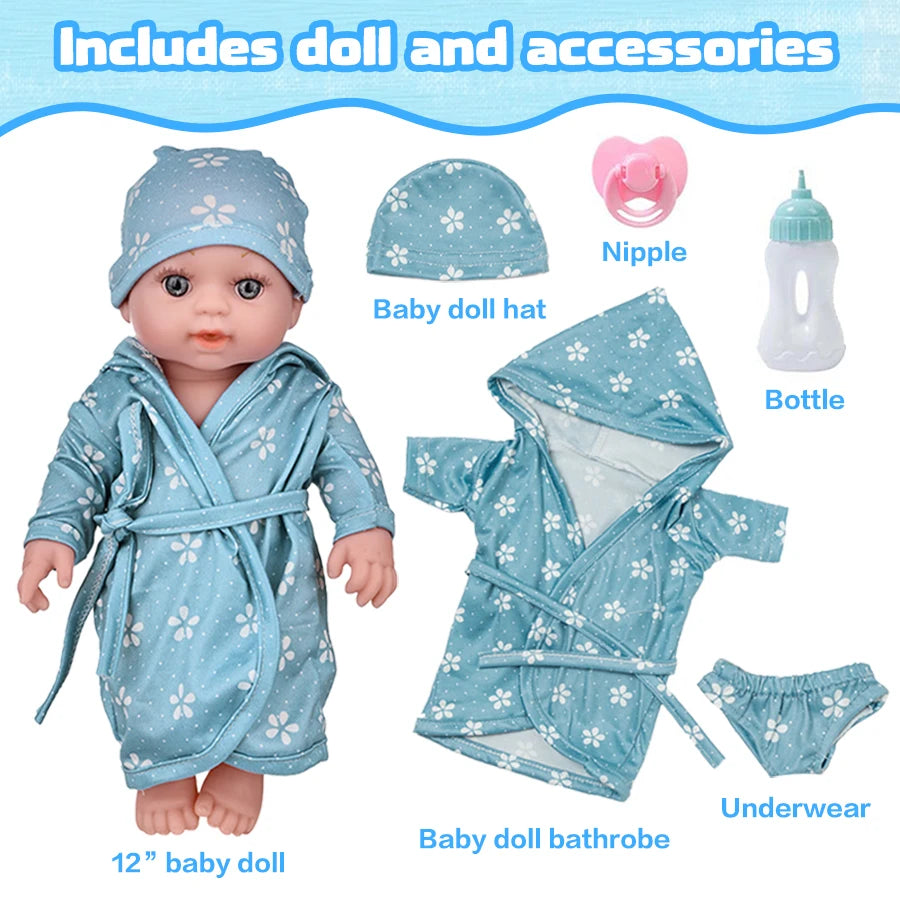 12Inch/30cm Bathrobe Newborn Baby Doll New Style Simulation Real Doll for Girls Photography Props Born Dolls Toy Kids Best Gift