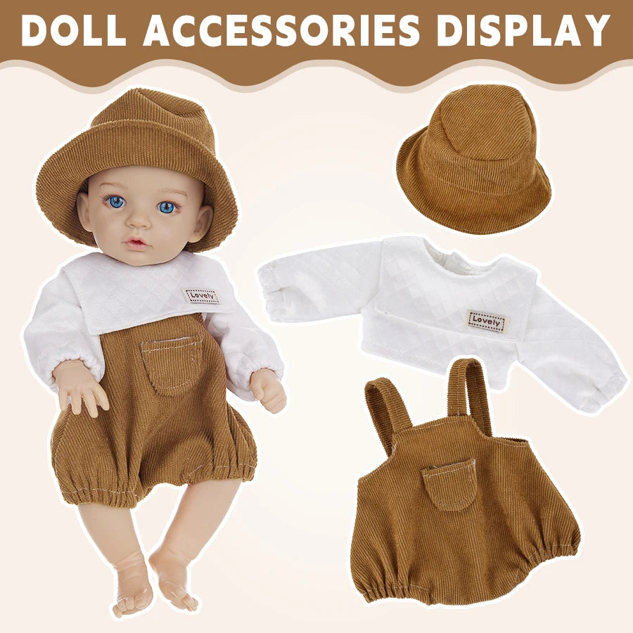 12inch Baby Doll Cute Madeup Doll 3D Bule Eyes Full Vinyl Body Dress Up Fashion Clothes DIY Soothing Kids Toys For Girl Gift