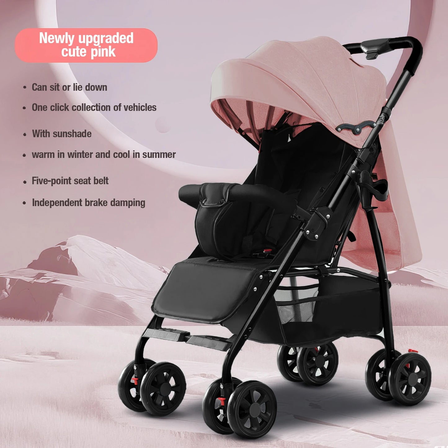 Baby Stroller Simple Style baby light carts Baby carriage Foldable Prams Sit & Lying Multifunctional Stroller Travel Portable