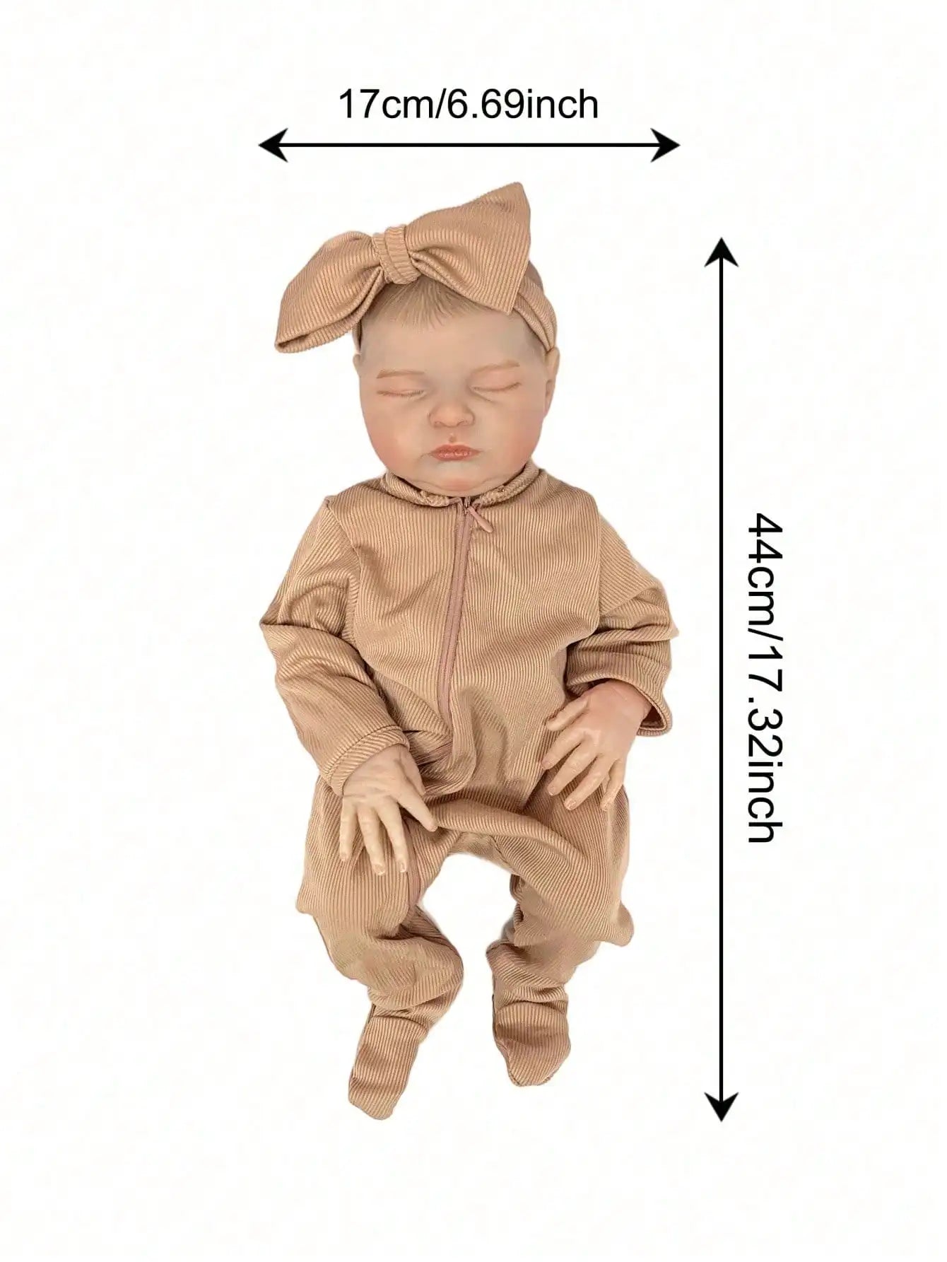 17.32 Inch Sleeping Reborn Baby Laura Doll - Realistic Girl with Simulated Details, Showerable, Painted Hair & Visible Veins