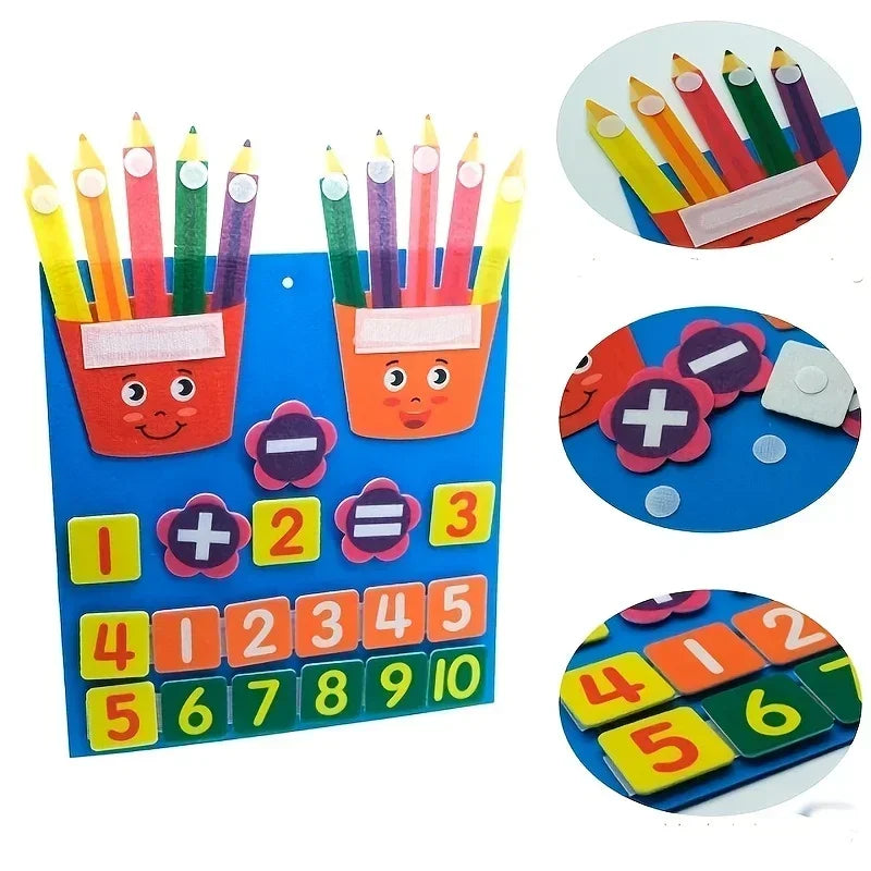 2 Pcs Kid Pencil Shape Toys Felt Finger Numbers Math Toy Children Counting Early Learning for kids Develop Christmas Gifts