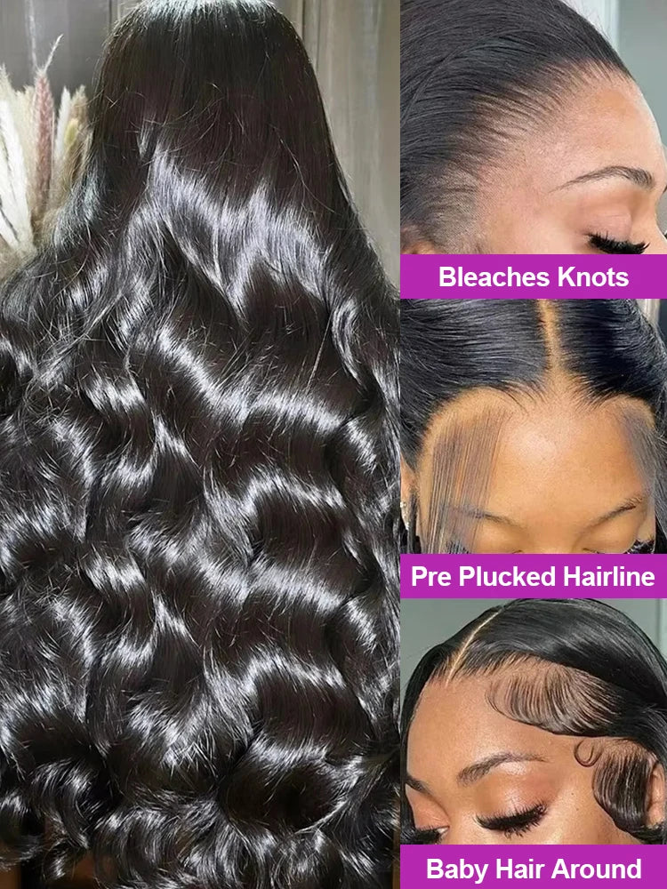 High 300 Density 13x4 Body Wave Wave Lace Frontal Wig 40 46 Inch Water Wave 13x6 HD Lace Front Human Hair Wigs For Balck Women