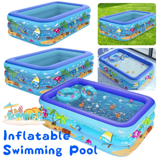 Inflatable Swimming Pool Indoor Outdoor PVC Swimming Pool Cartoon Pattern Thickening Swimming Pools for Toddler Kids Bathtub