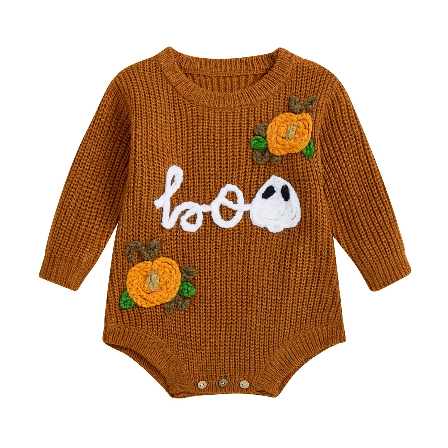 Infant Toddler Halloween Costume Jumpsuit with Spooky Bat Print Long Sleeve Knit Bodysuit Newborn Fall Playsuit for Boys Girls