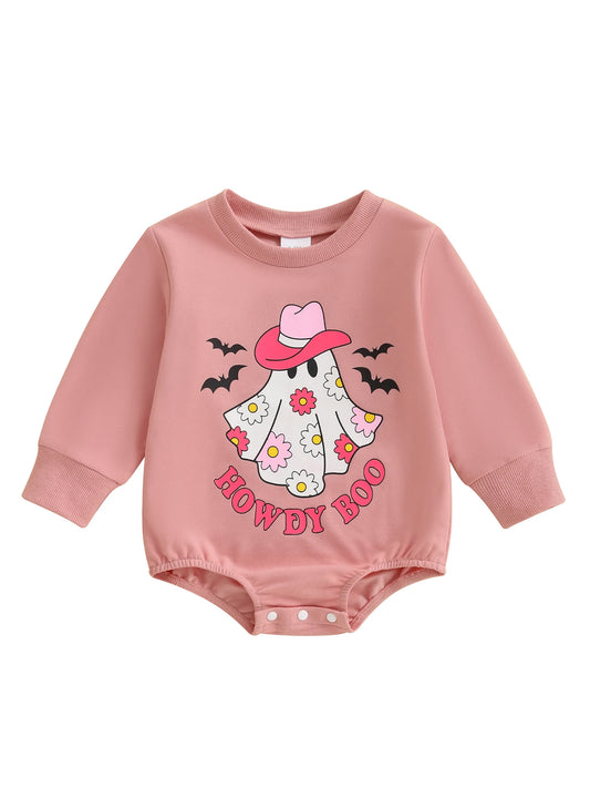 Toddler Boys Halloween Jumpsuit Short Sleeve V-Neck Pumpkin Spider Web Print Playsuit Costume Romper for Kids