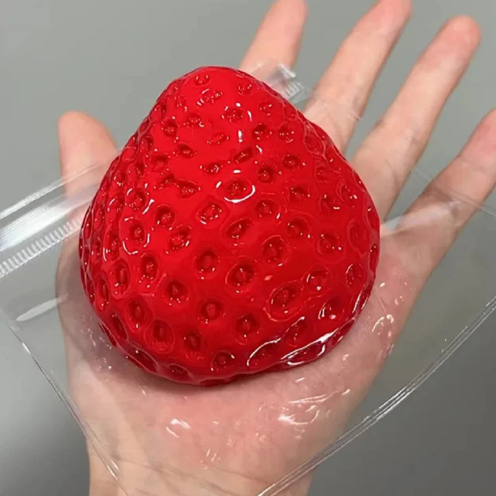 Cute Strawberry Squeeze Toy Reusable Kawaii Squishies PVC Toy Big Strawberry Taba Squishies Toy for Girl Birthday Gift Toy