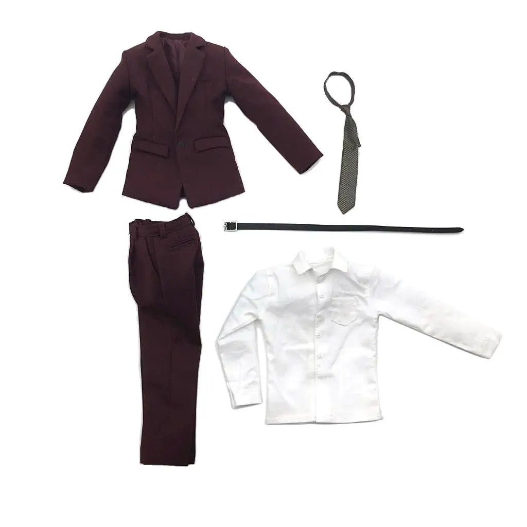 1/6 Scale Male Outfit Hoodie with Cap And Shoes Set , Deep Red