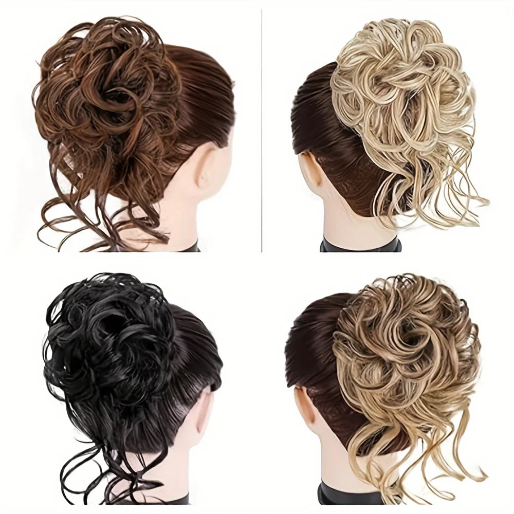Synthetic Heat Resistant Fiber Curly Wavy Hair Messy Bun Chignon Claw Clip About 10 Inch For Women And Girls Daily Party Wedding