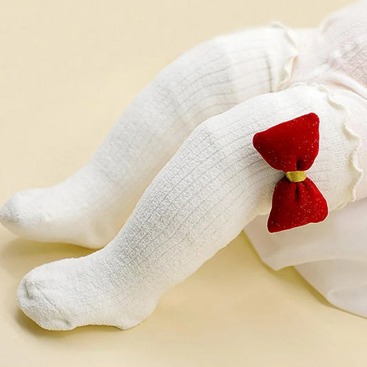 Adorable Baby Girl Knee High Socks with Lotus Edge Design and Bow Detail Soft Elastic Material for Cozy Warmth and Style