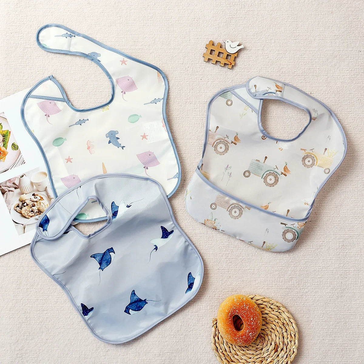 3pcs Set Waterproof Baby Sleeveless Feeding Bib Fashion Full Body Cover